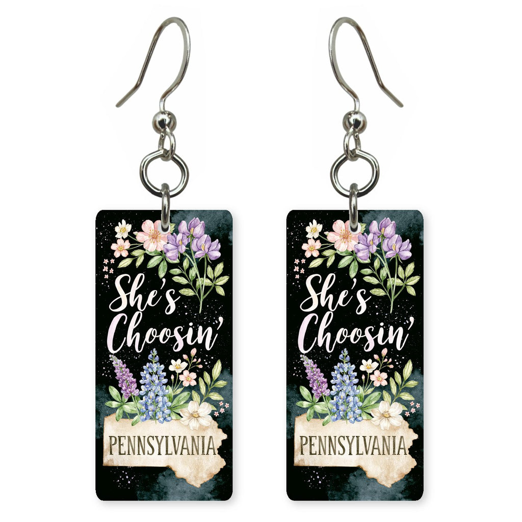 Night Lupine — She's Choosing earrings, shown as a pair
