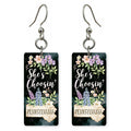 Night Lupine — She's Choosing earrings, shown as a pair