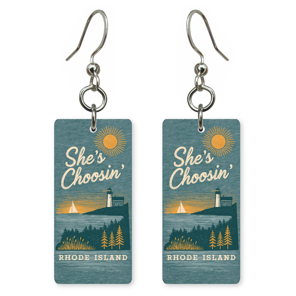 Lighthouse Sunset — She's Choosing earrings, shown as a pair