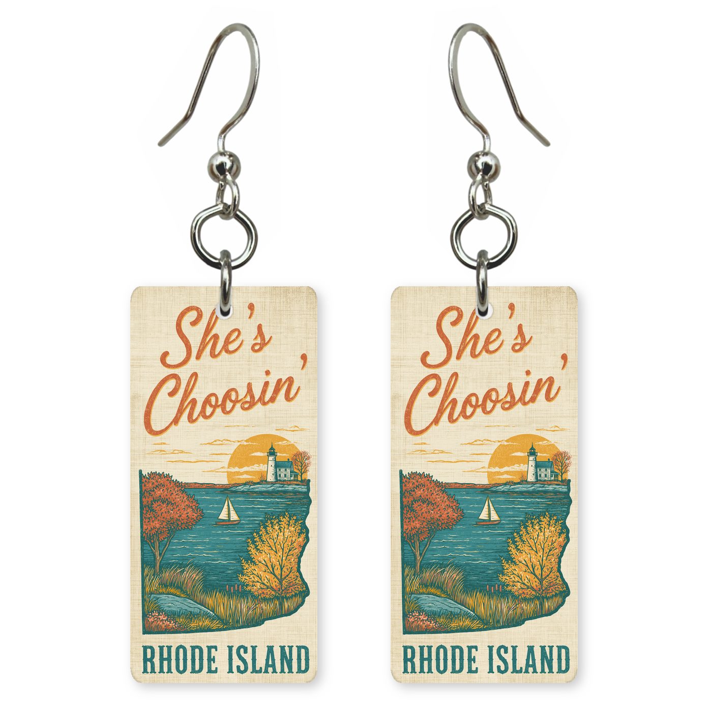 Harbor Sunset — She's Choosing earrings, shown as a pair