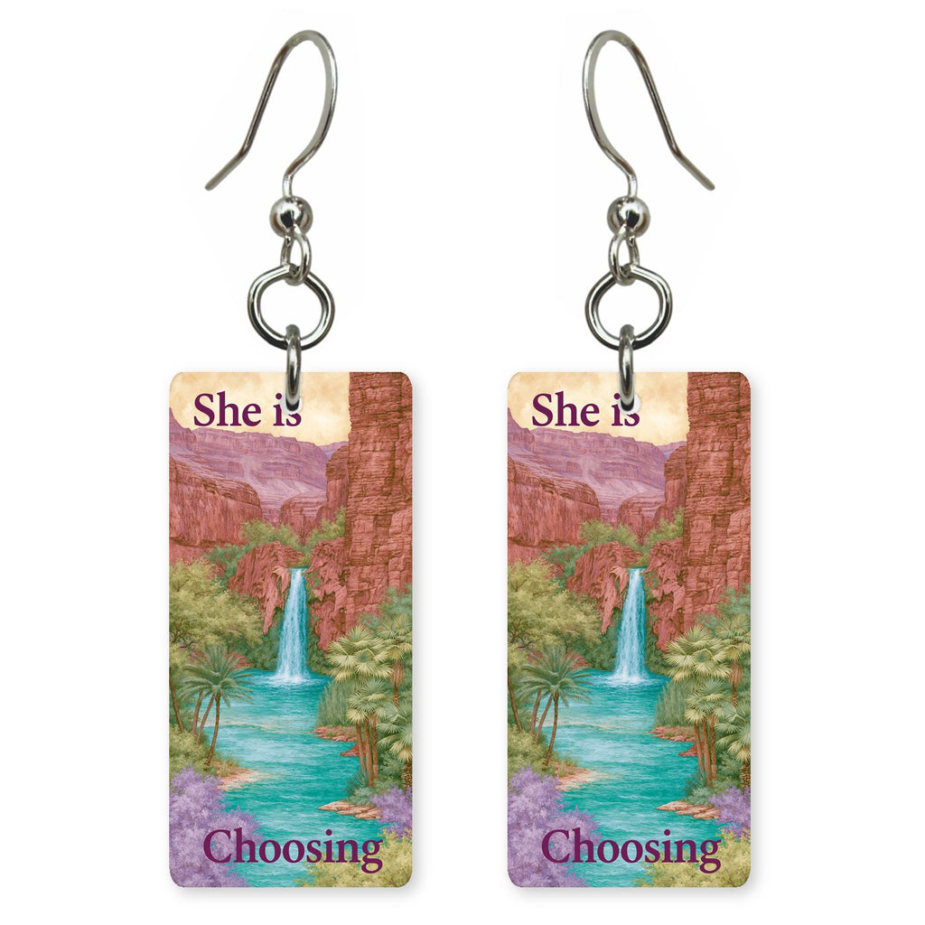Havasu Falls Surrounded — She's Choosing earrings, shown as a pair