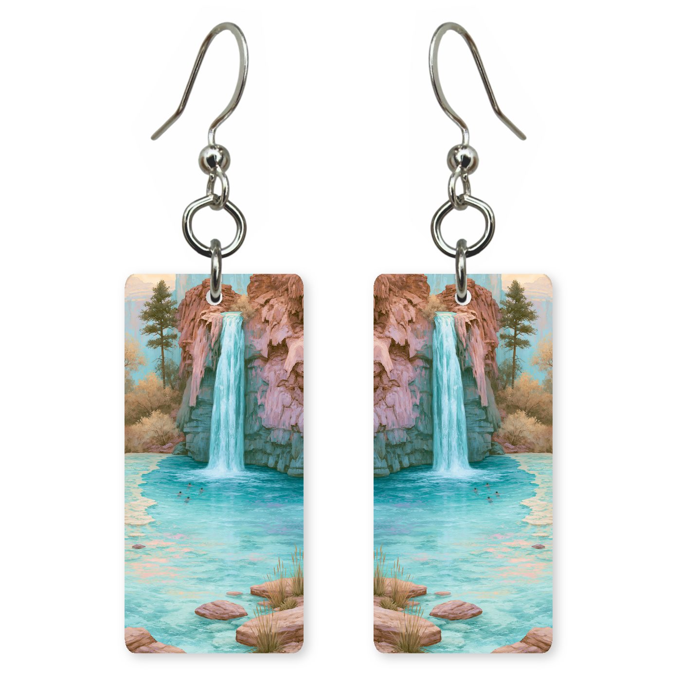 Havasu Falls Swimmers Crystal — She's Choosing earrings, shown as a pair