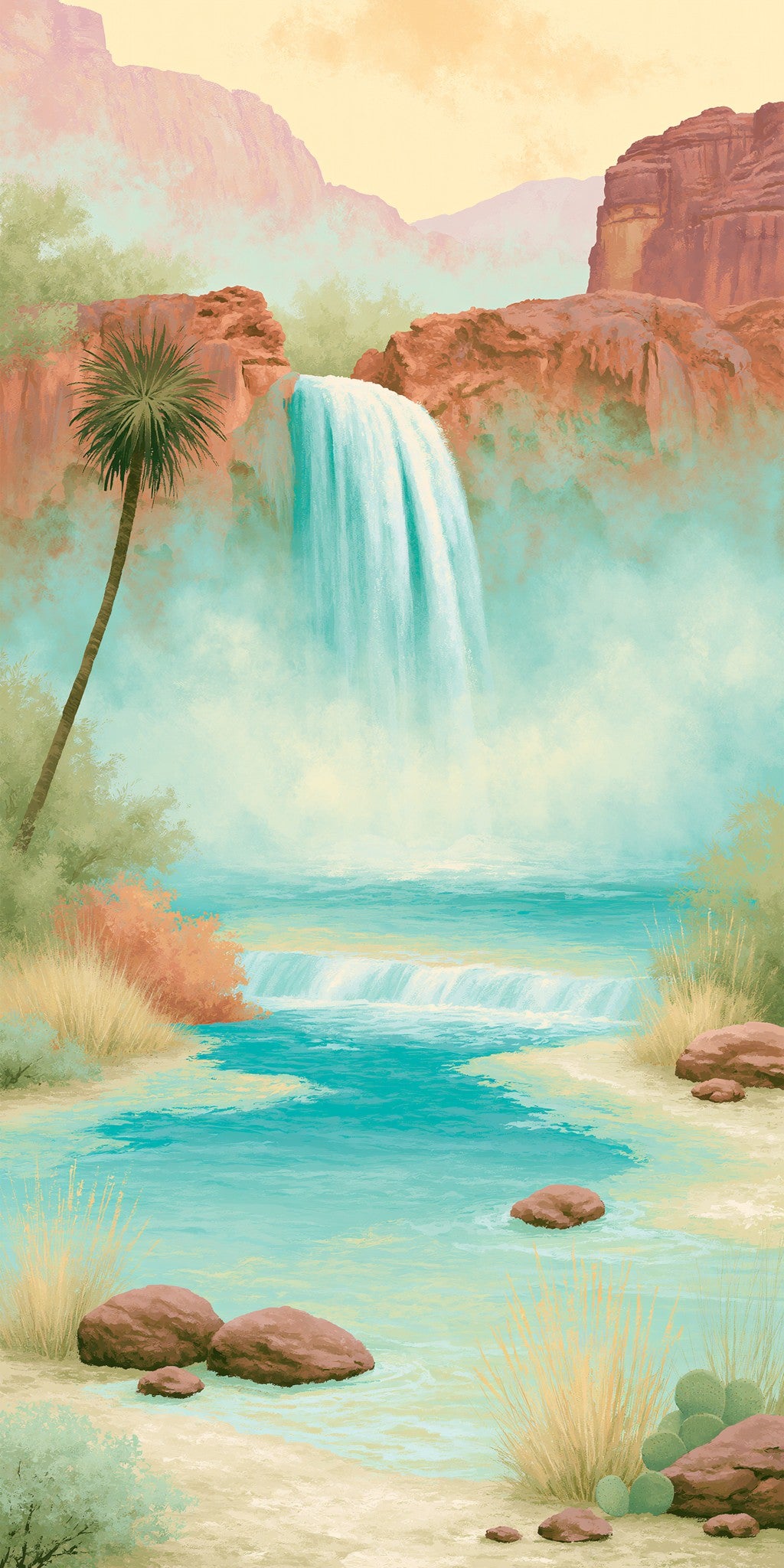Havasupai Canyon Waterfall Mist — full design art