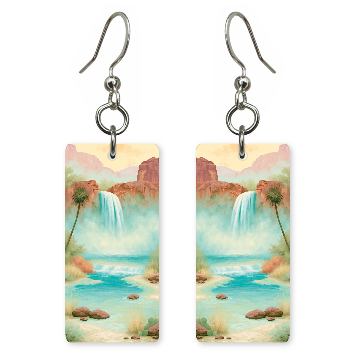 Havasupai Canyon Waterfall Mist — She's Choosing earrings, shown as a pair