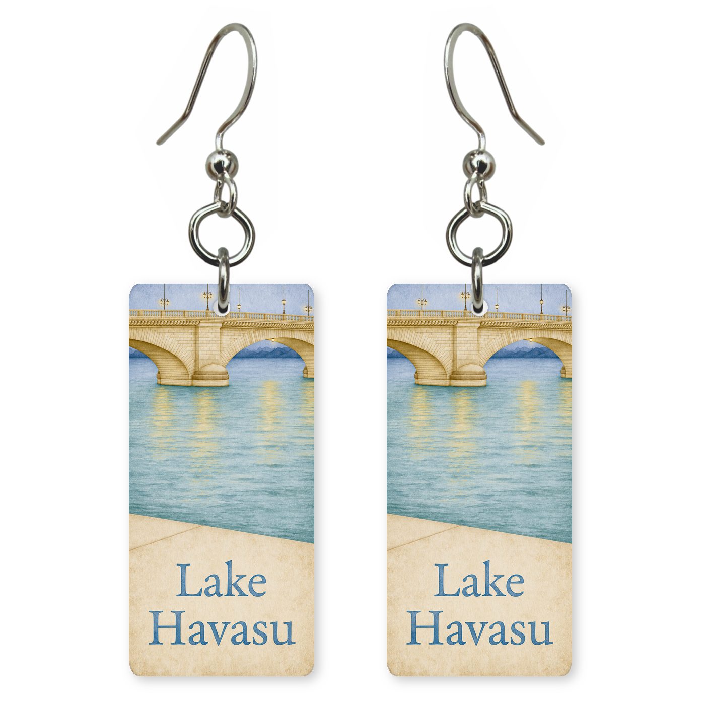 London Bridge Lake Havasu — She's Choosing earrings, shown as a pair