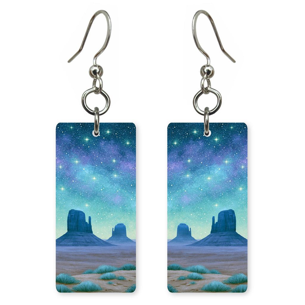 Monument Valley Night Glowing — She's Choosing earrings, shown as a pair