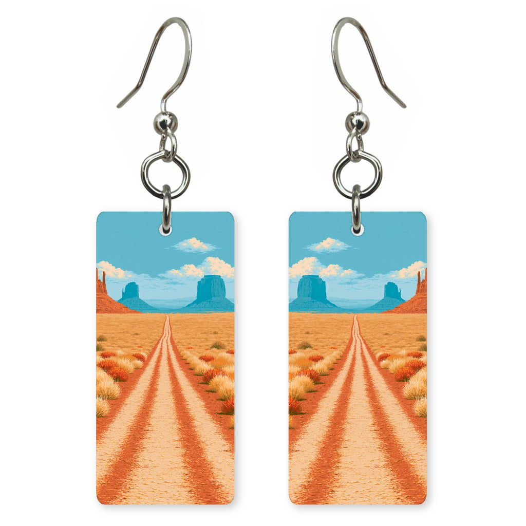 Monument Valley Dirt Road — She's Choosing earrings, shown as a pair