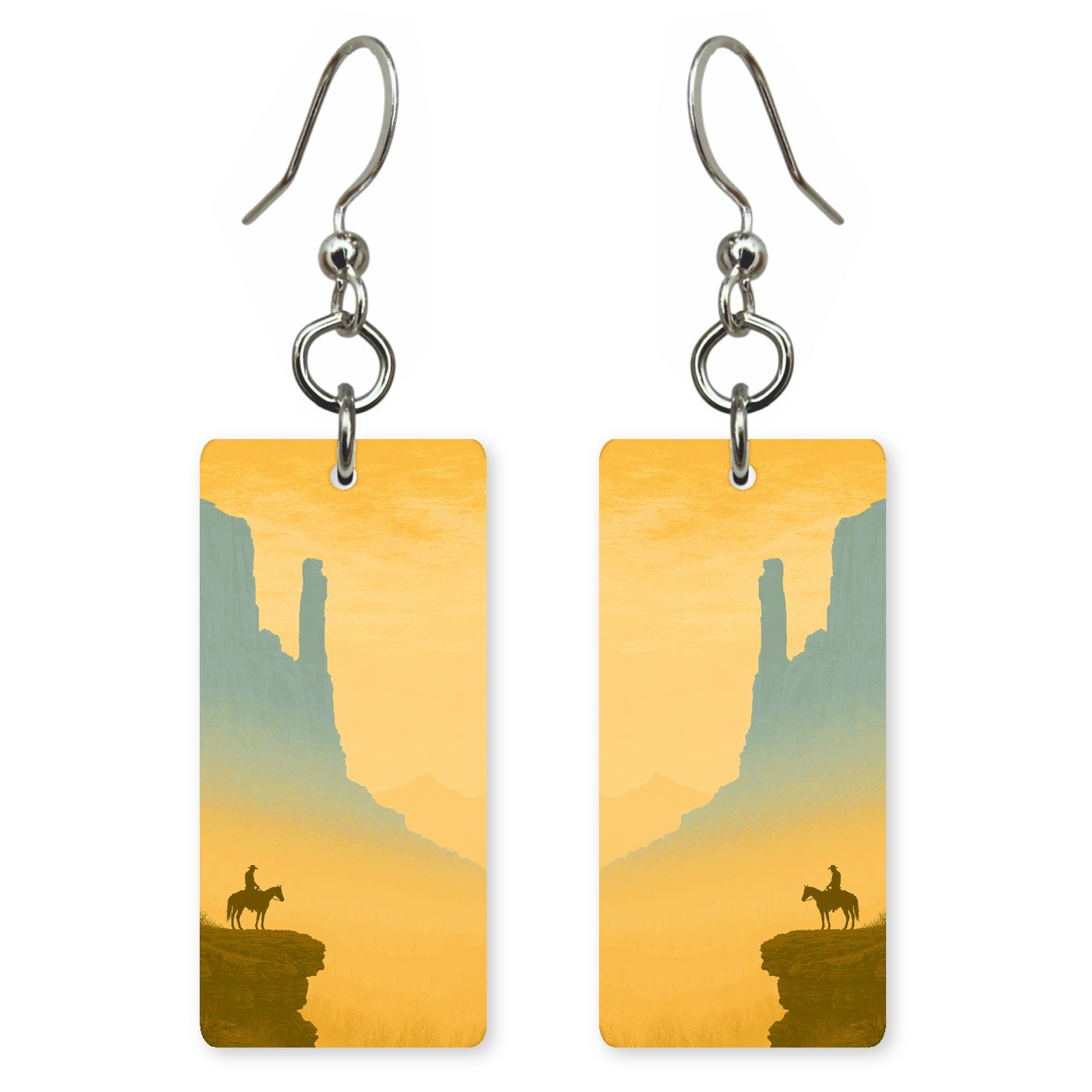 Monument Valley Lone Horse — She's Choosing earrings, shown as a pair