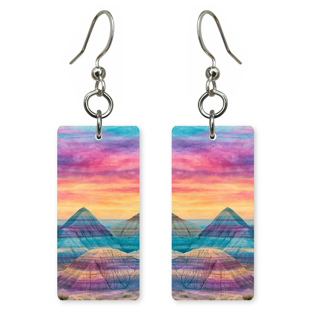 Painted Desert Dusk Dramatic — She's Choosing earrings, shown as a pair