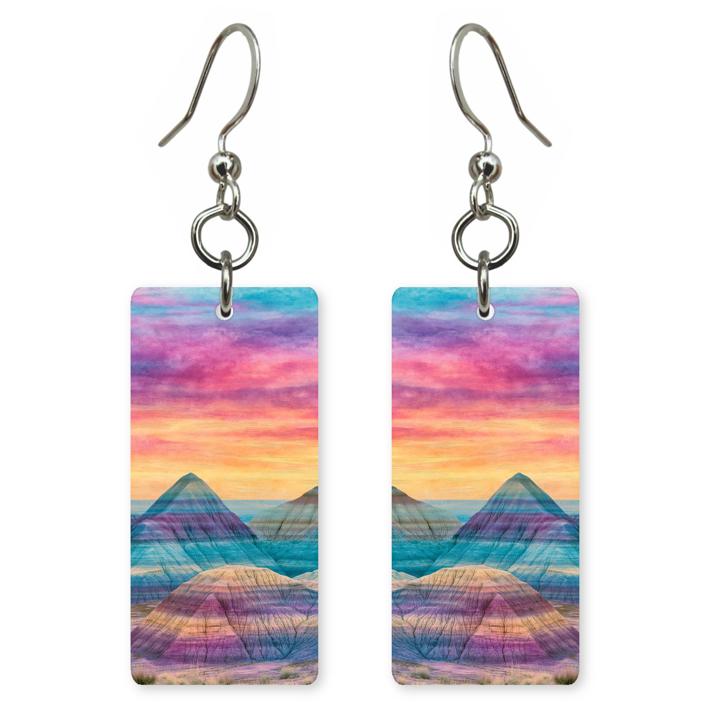 Painted Desert Dusk Dramatic — She's Choosing earrings, shown as a pair