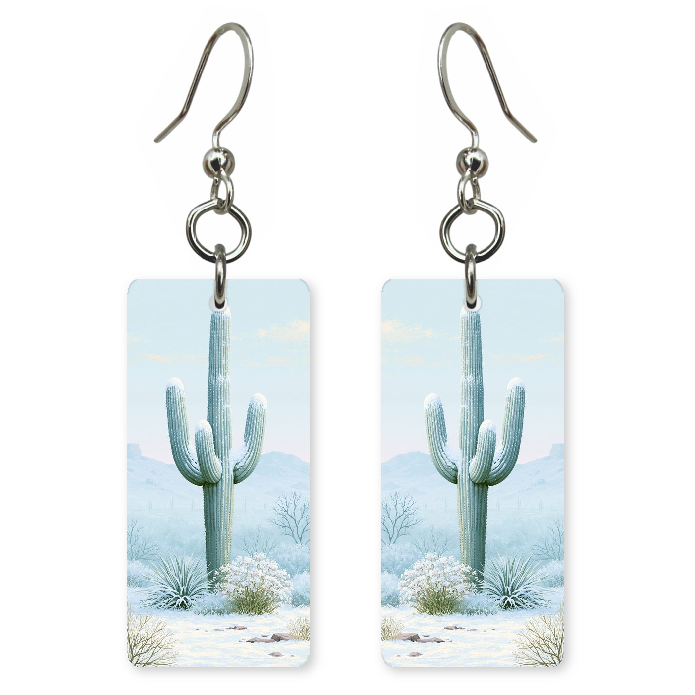 Saguaro Cactus Covered Fresh — She's Choosing earrings, shown as a pair
