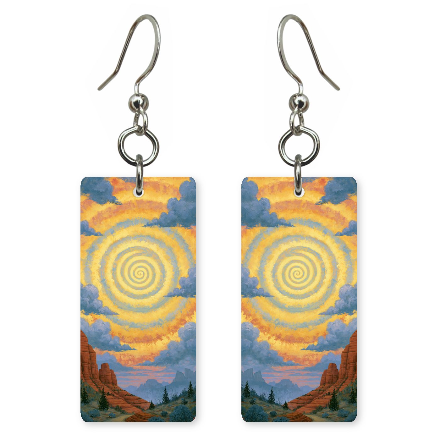 Sedona Vortex Swirl Energy — She's Choosing earrings, shown as a pair