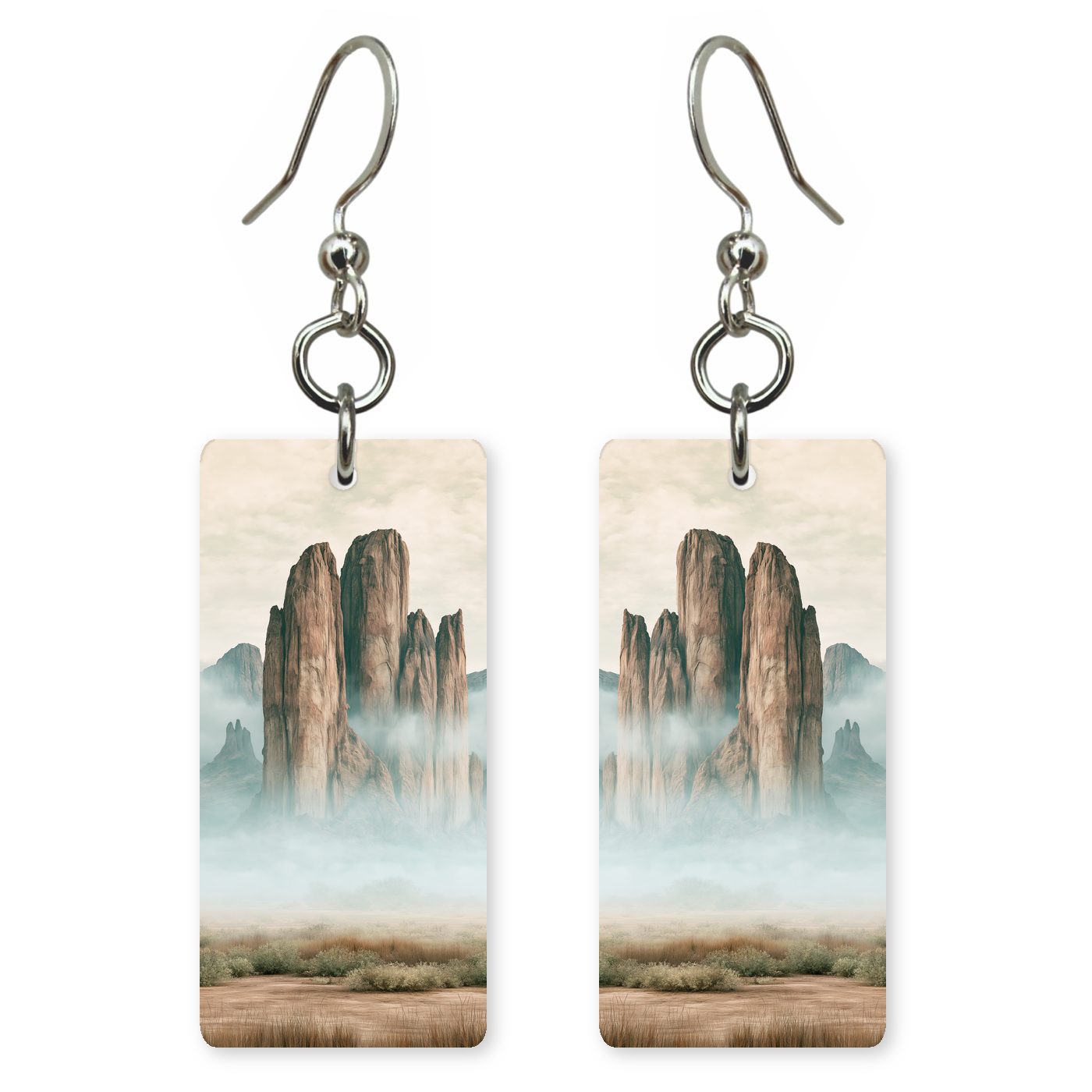 Superstition Mountains Shrouded Mist — She's Choosing earrings, shown as a pair