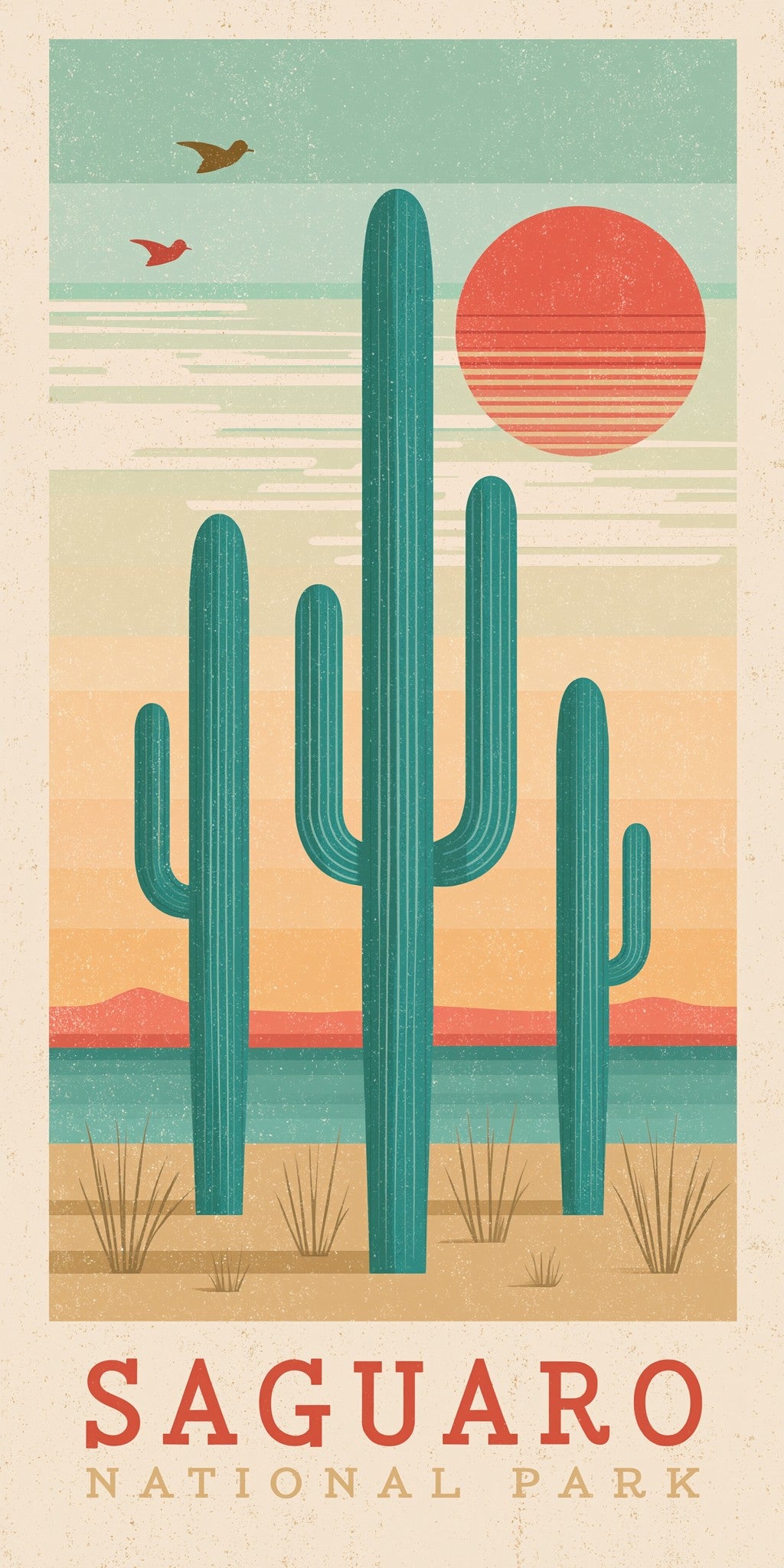 Towering Saguaro Cacti Sunset — full design art
