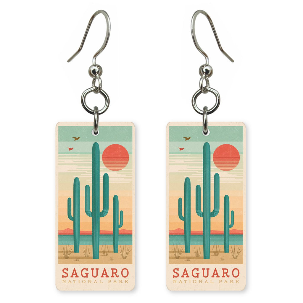 Towering Saguaro Cacti Sunset — She's Choosing earrings, shown as a pair