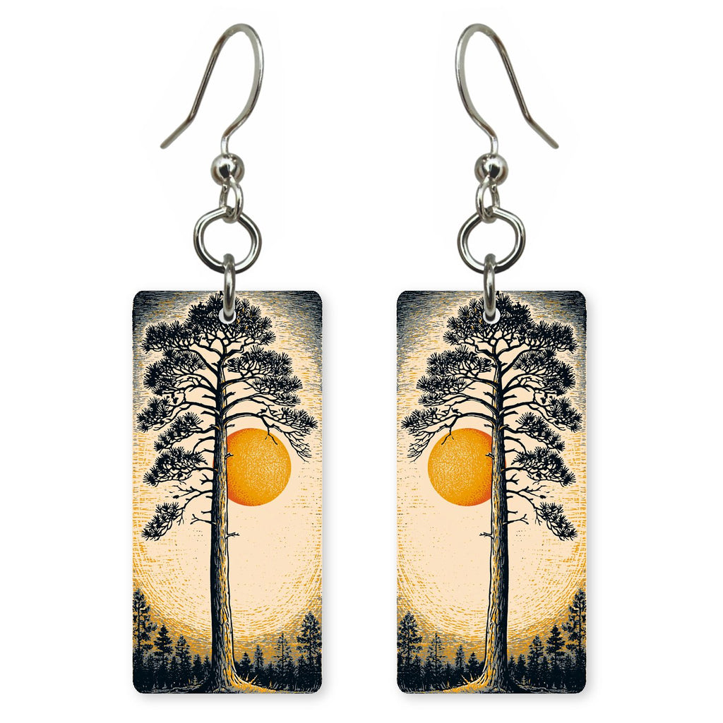 Woodblock Style Tall Strai — She's Choosing earrings, shown as a pair