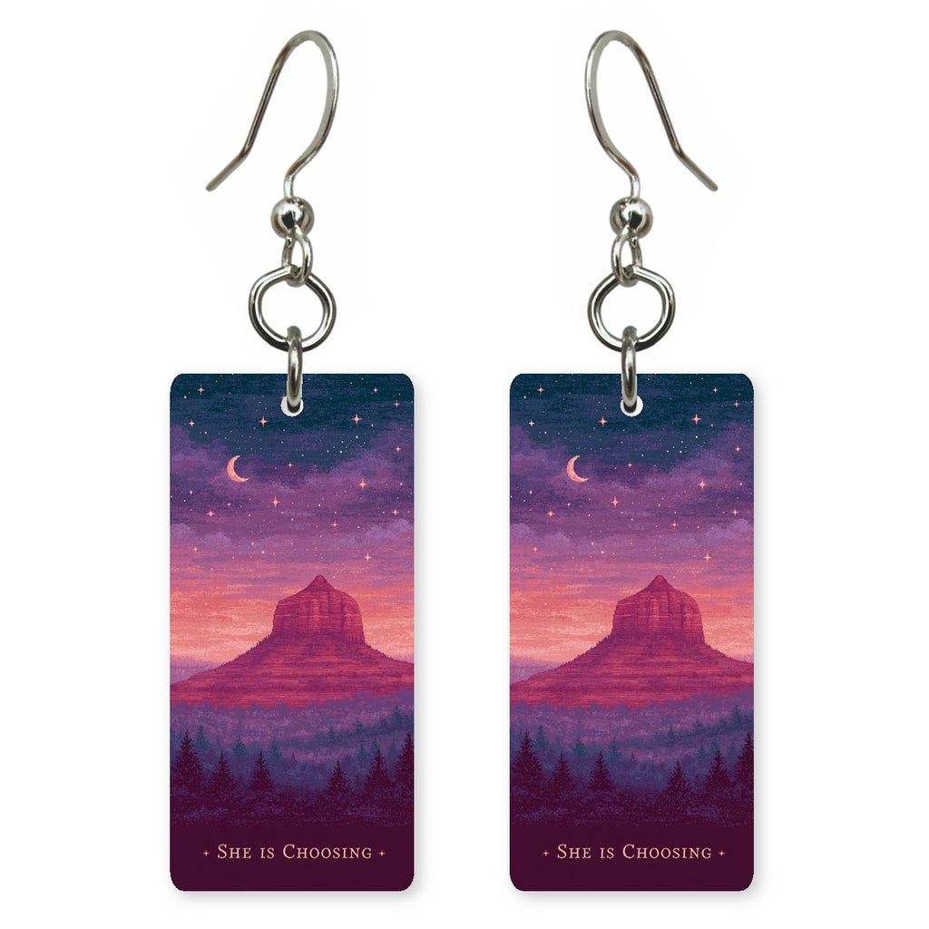 Bell Rock Formation Purple — She's Choosing earrings, shown as a pair