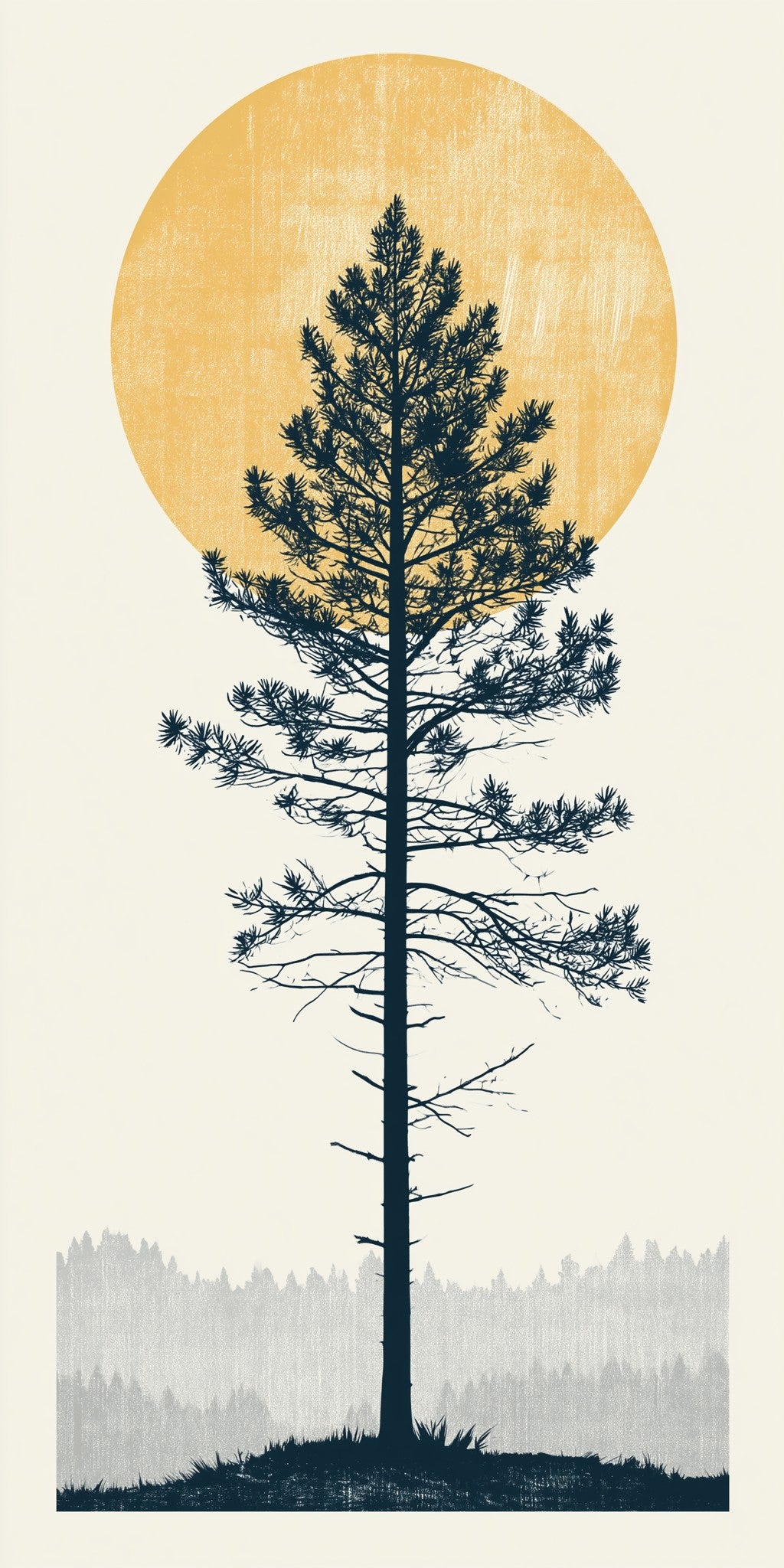 Woodblock Style Tall Straight — full design art
