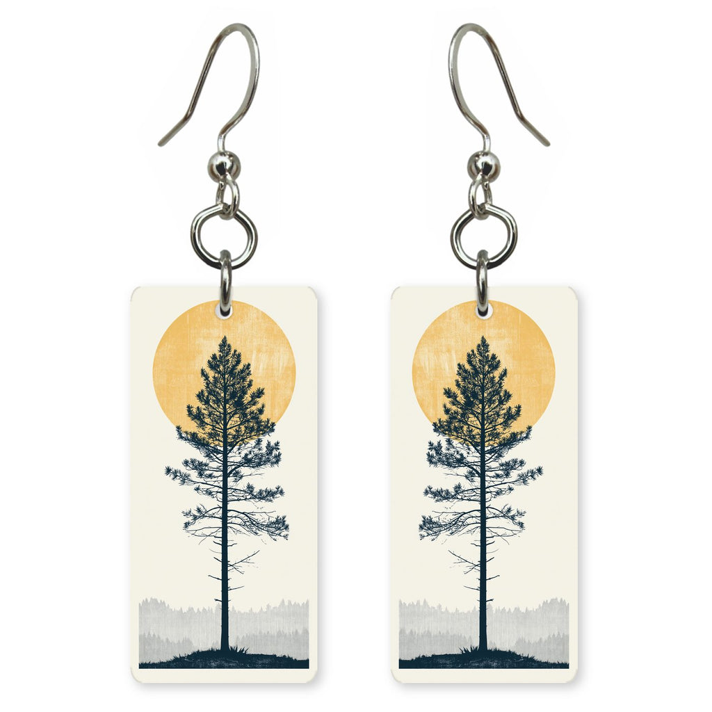 Woodblock Style Tall Straight — She's Choosing earrings, shown as a pair