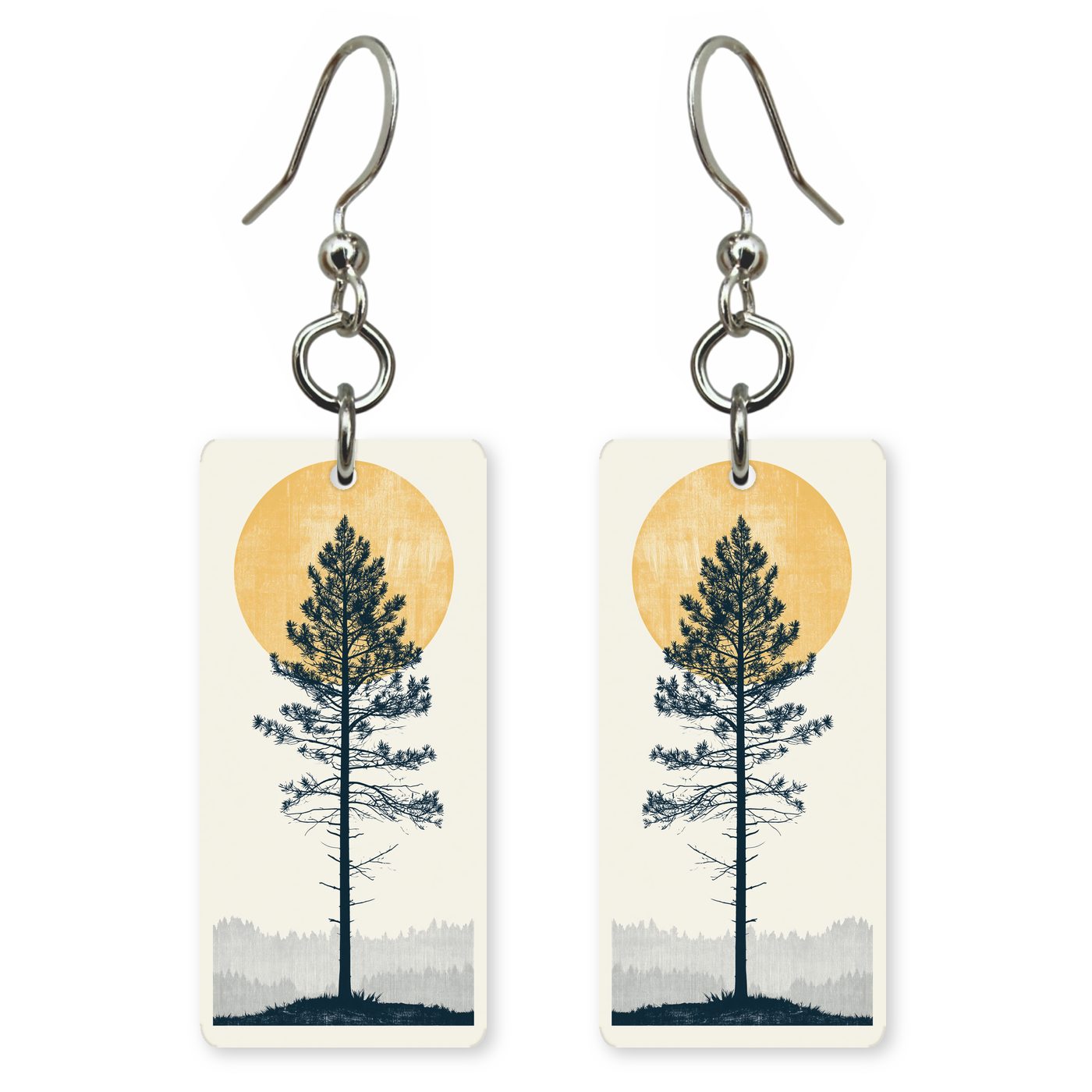 Woodblock Style Tall Straight — She's Choosing earrings, shown as a pair