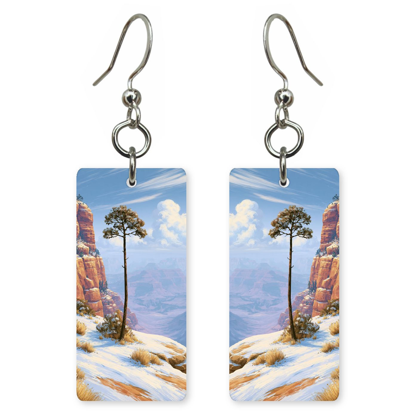 Grand Canyon Winter Dusting — She's Choosing earrings, shown as a pair