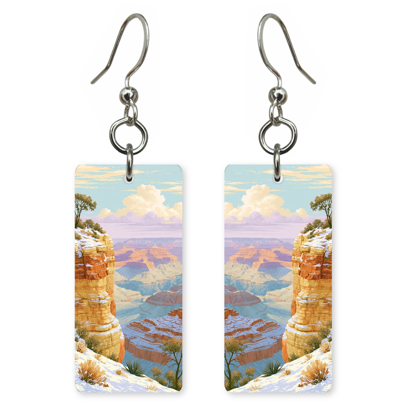 Grand Canyon Winter Dusting — She's Choosing earrings, shown as a pair