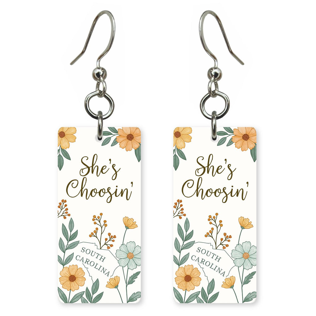 Yellow Floral Wreath — She's Choosing earrings, shown as a pair