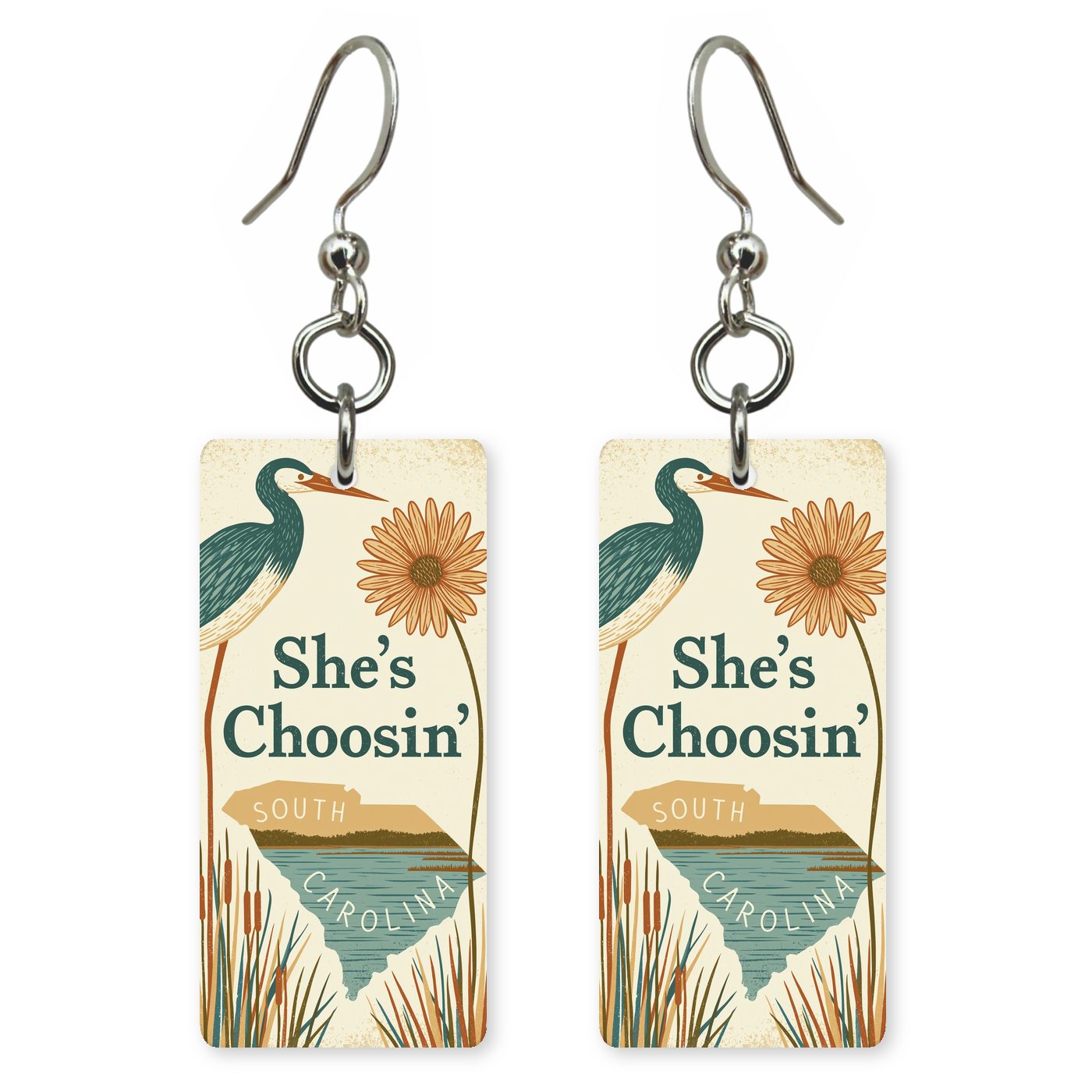 Heron Marsh — She's Choosing earrings, shown as a pair