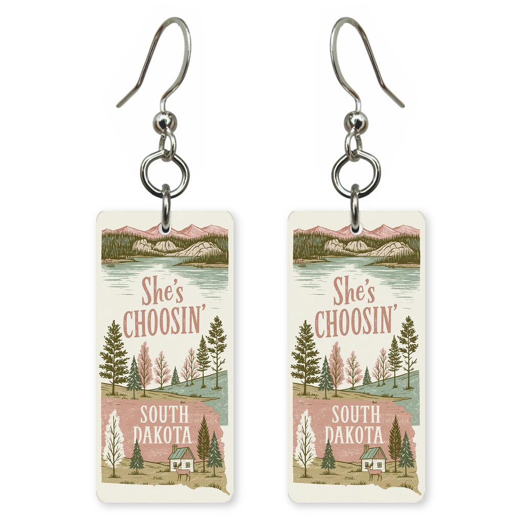 Badlands Cabin — She's Choosing earrings, shown as a pair