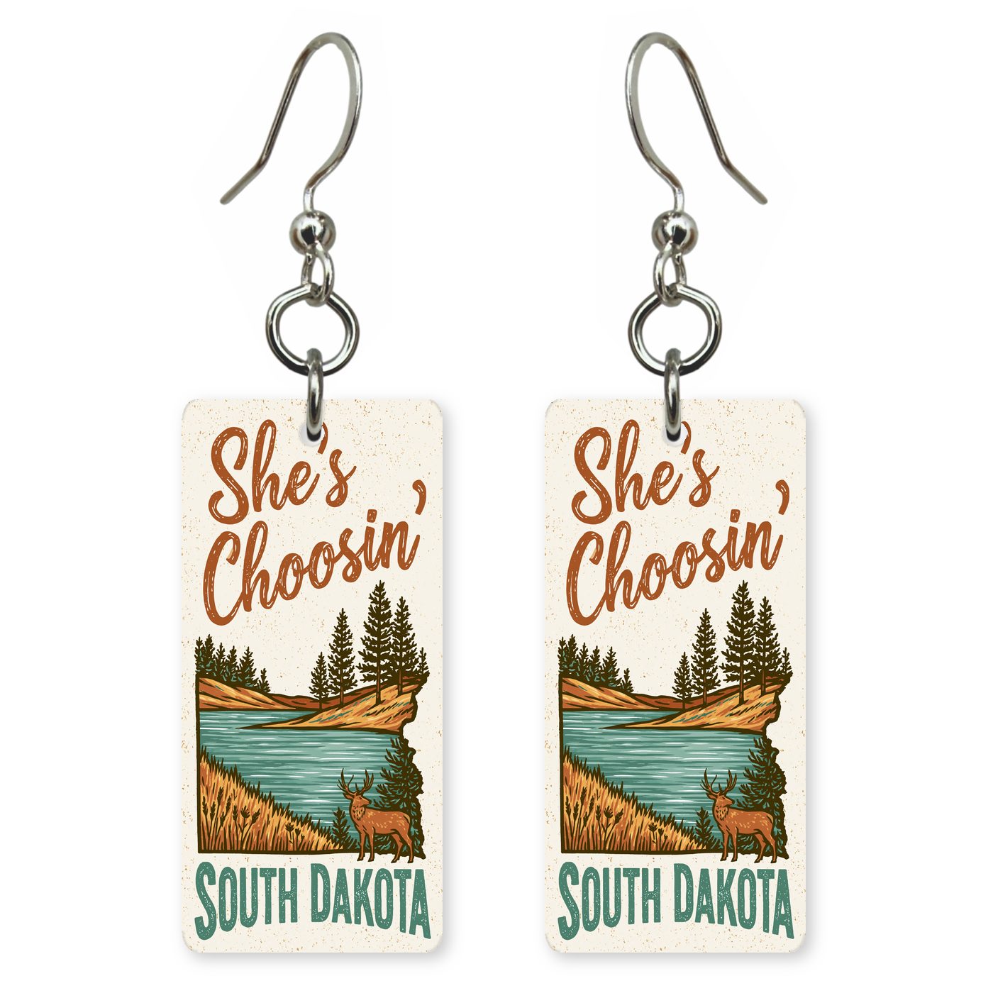 River Deer — She's Choosing earrings, shown as a pair