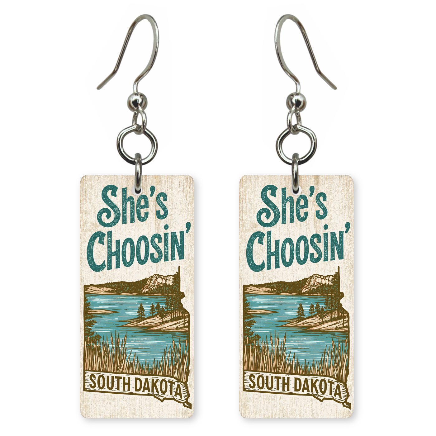 Lake Cattails — She's Choosing earrings, shown as a pair