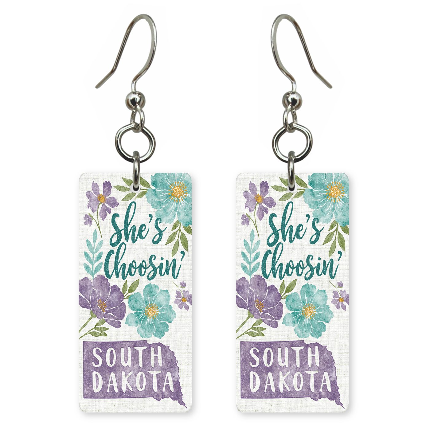 Purple Florals — She's Choosing earrings, shown as a pair