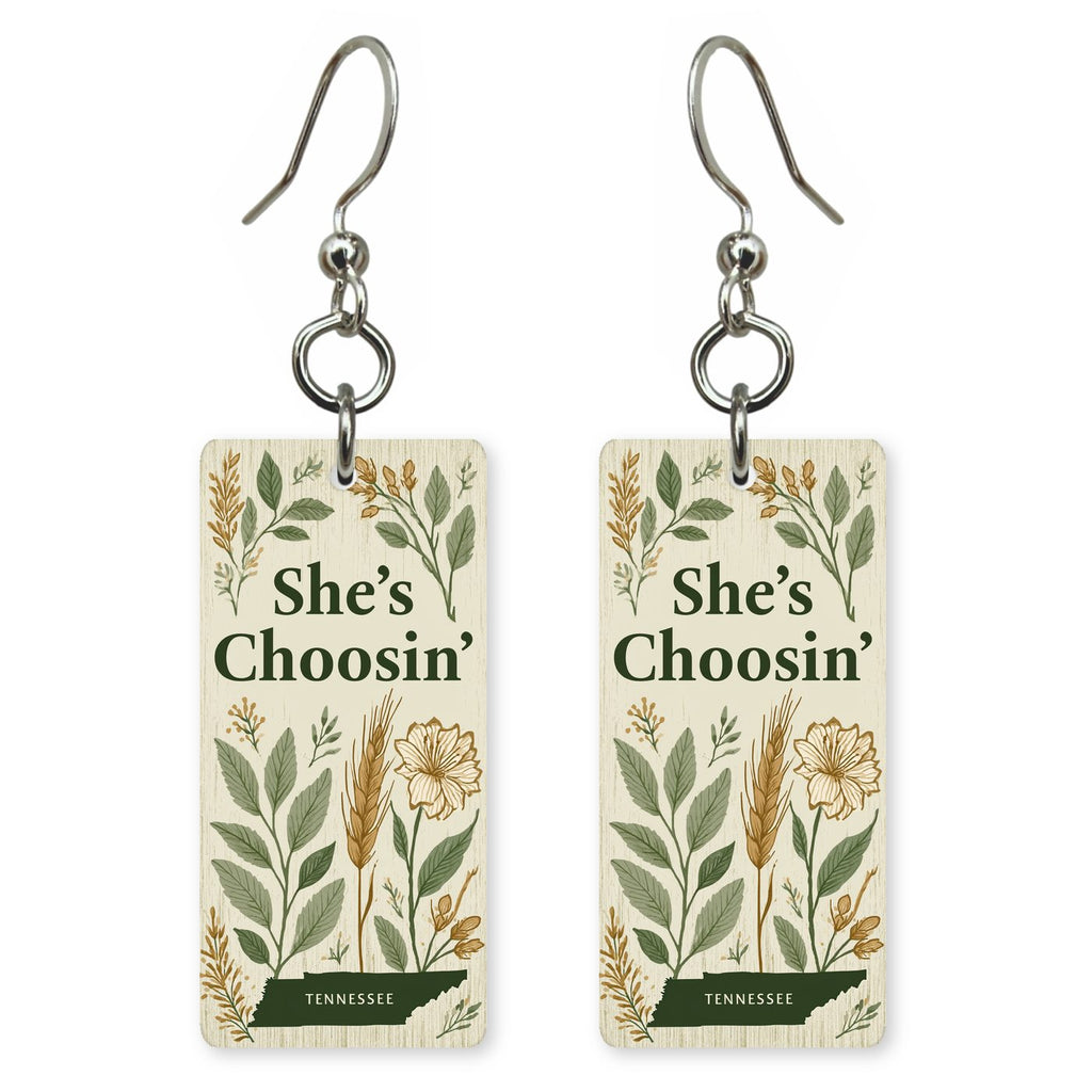 Botanical Frame — She's Choosing earrings, shown as a pair