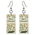 Botanical Frame — She's Choosing earrings, shown as a pair
