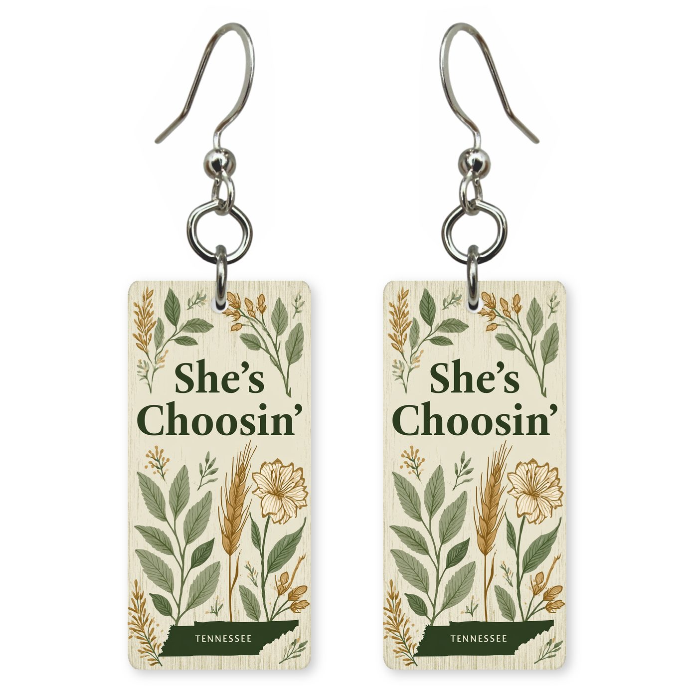 Botanical Frame — She's Choosing earrings, shown as a pair