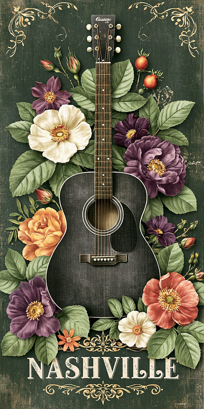 She's Choosing Tennessee Earrings | Nashville Floral Guitar