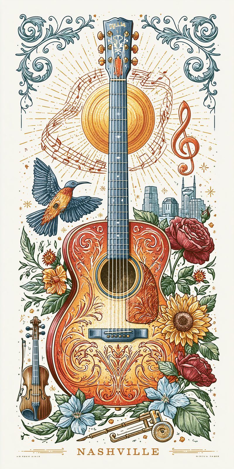 She's Choosing Tennessee Earrings | Nashville Color Splash Guitar