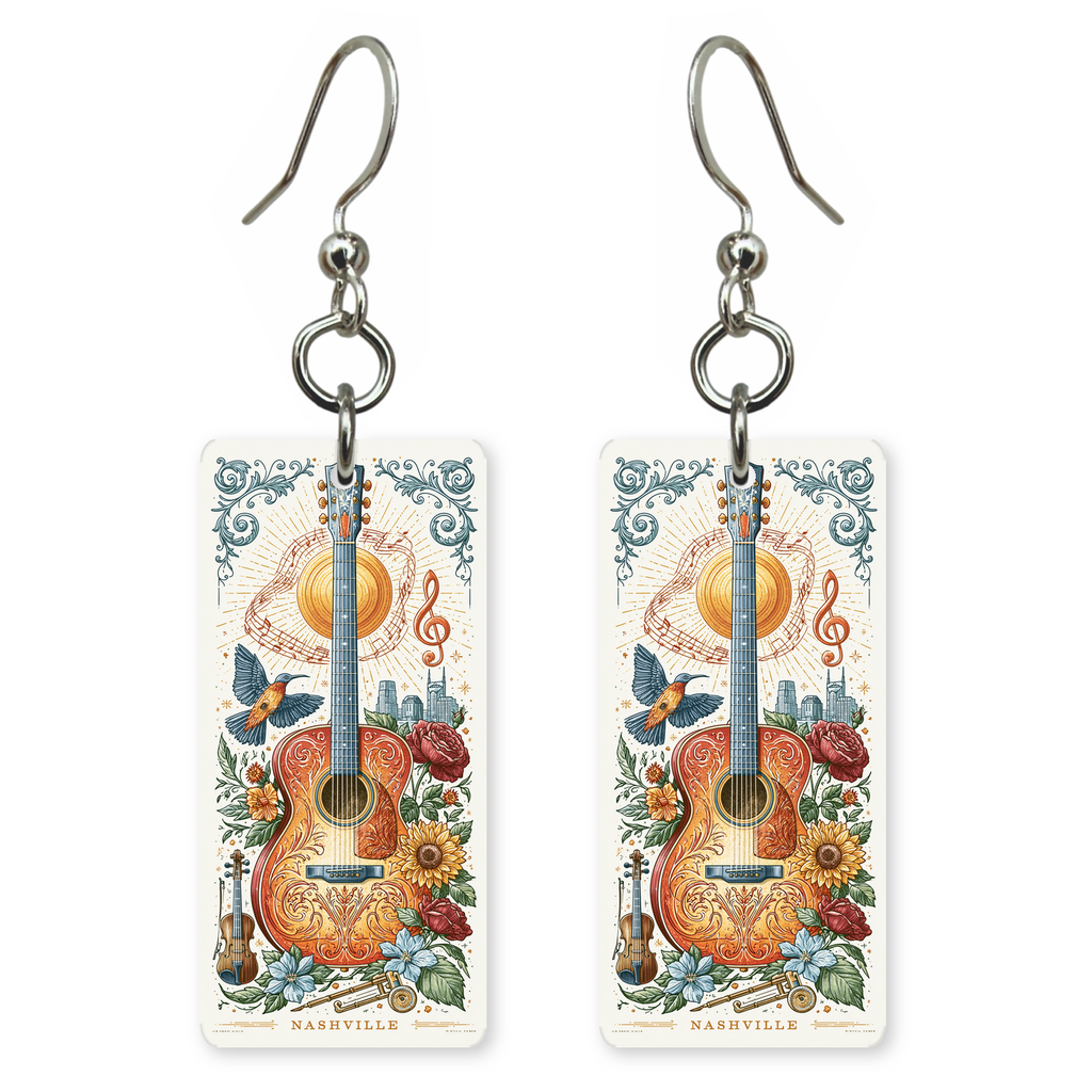 She's Choosing Tennessee Earrings | Nashville Color Splash Guitar