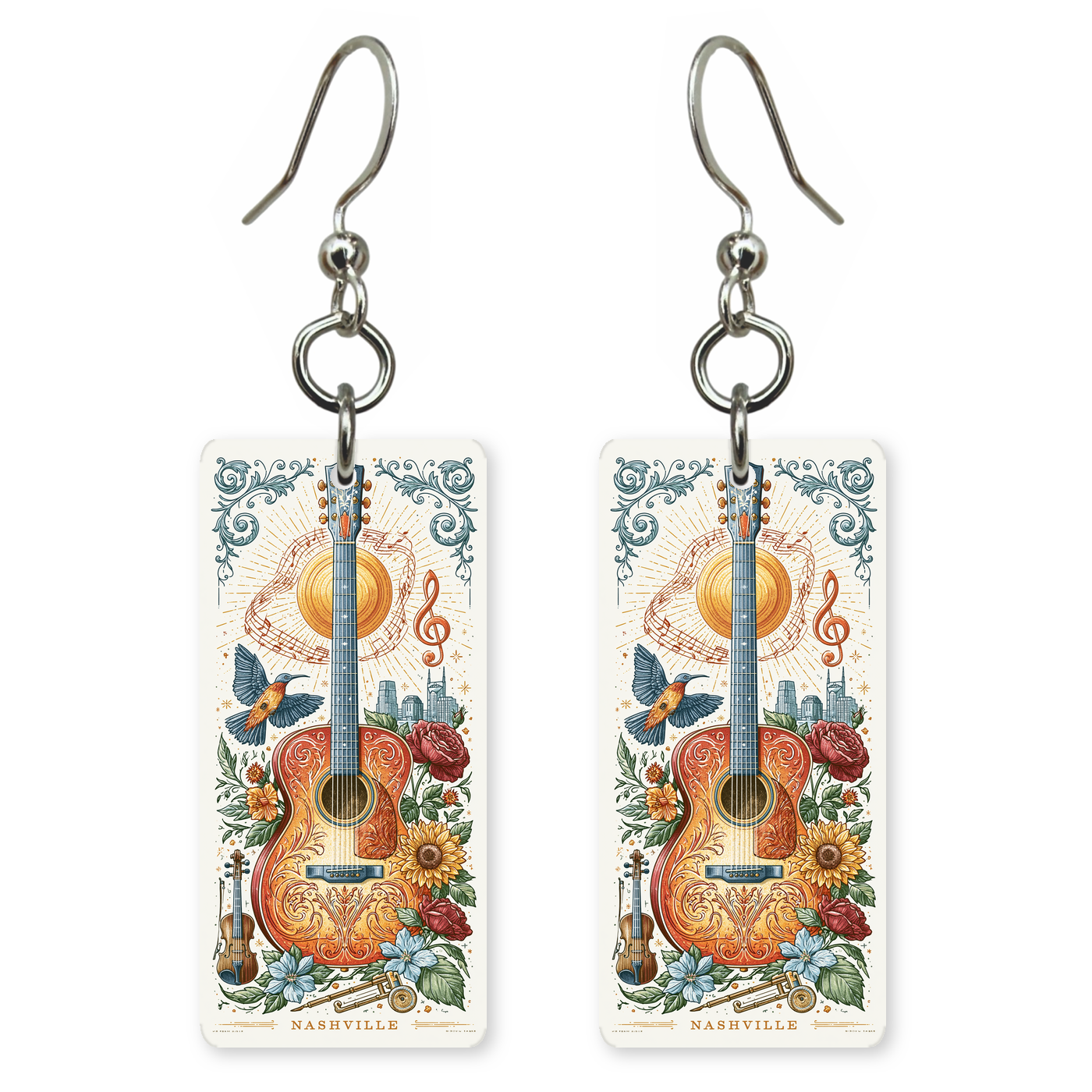 She's Choosing Tennessee Earrings | Nashville Color Splash Guitar