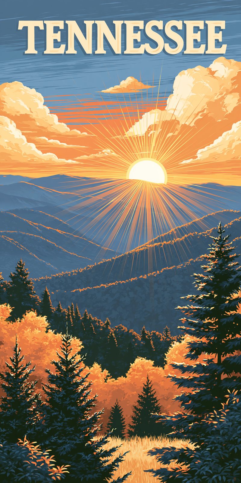 She's Choosing Tennessee Earrings | Tennessee Sunburst Poster