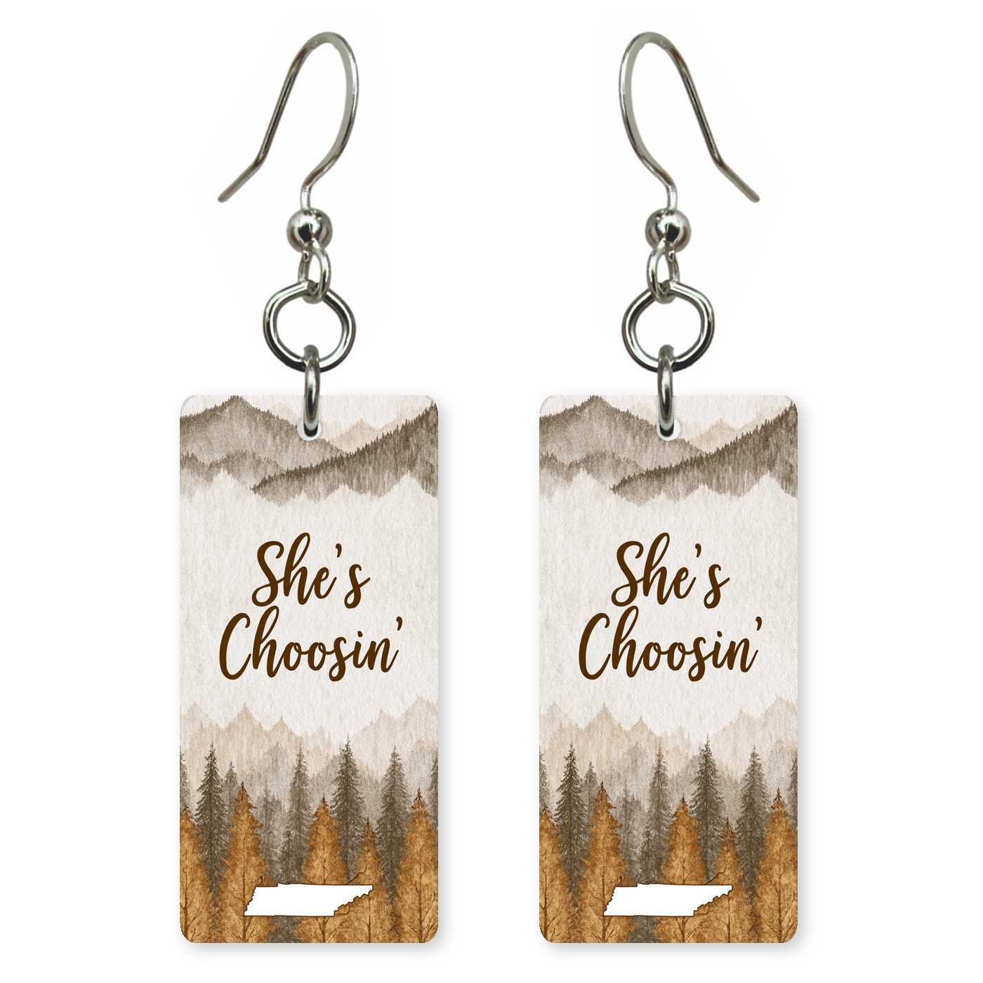 Smoky Mountains — She's Choosing earrings, shown as a pair