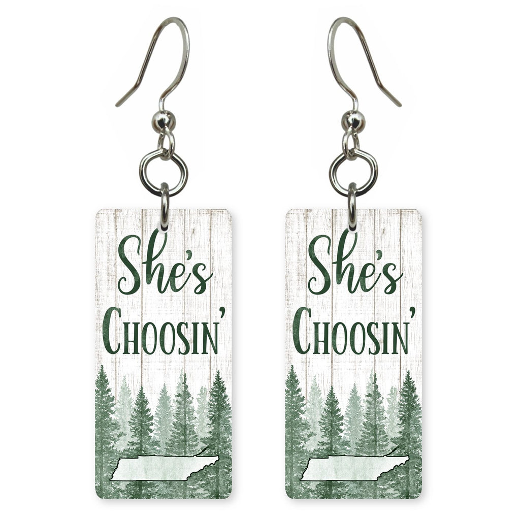 Pine Plank — She's Choosing earrings, shown as a pair