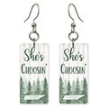 Pine Plank — She's Choosing earrings, shown as a pair
