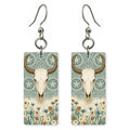 Longhorn Skull Bandana — She's Choosing earrings, shown as a pair
