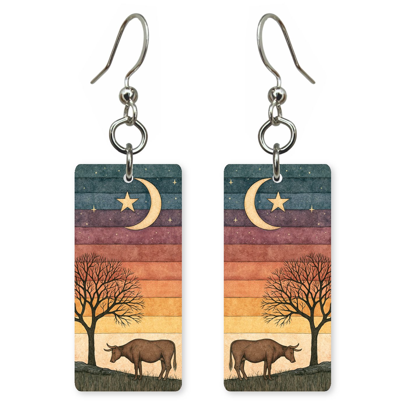 Texas Country Art — She's Choosing earrings, shown as a pair