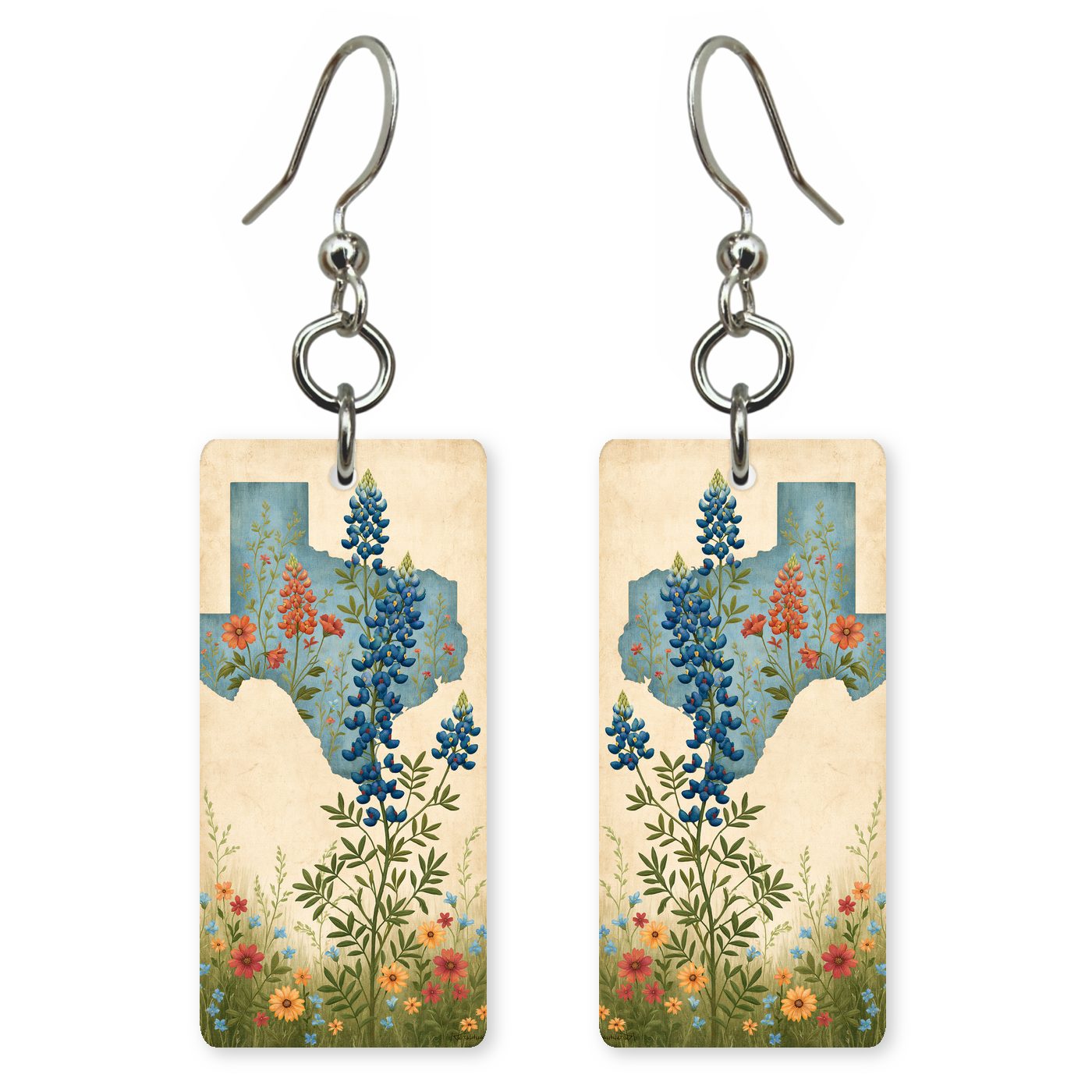 Texas Nature Art — She's Choosing earrings, shown as a pair