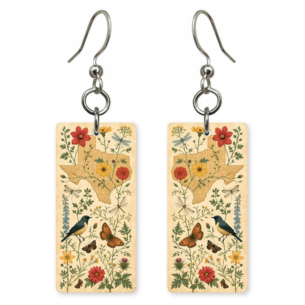 Texas Nature Art — She's Choosing earrings, shown as a pair