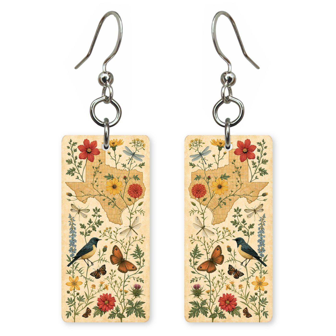 Texas Nature Art — She's Choosing earrings, shown as a pair