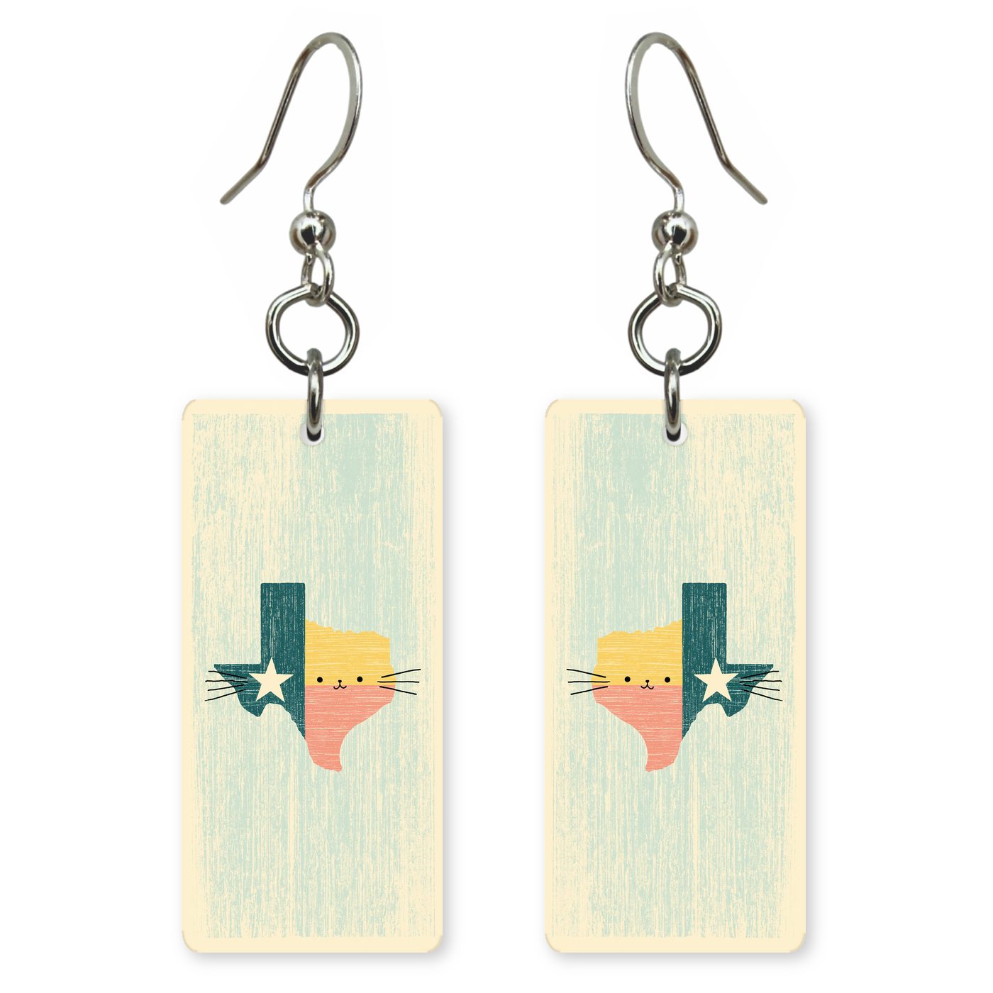 Cute Texas Art — She's Choosing earrings, shown as a pair