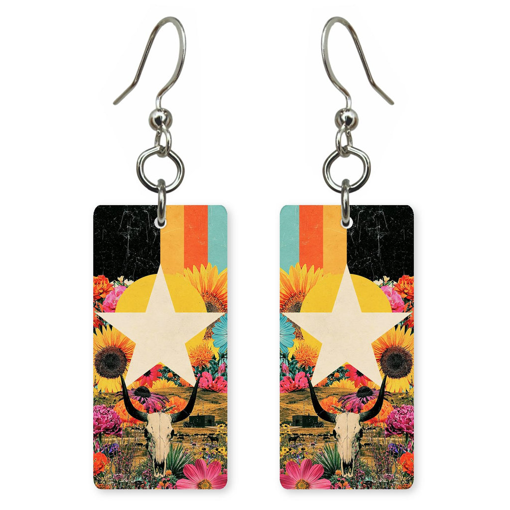 Texas Star Flag — She's Choosing earrings, shown as a pair